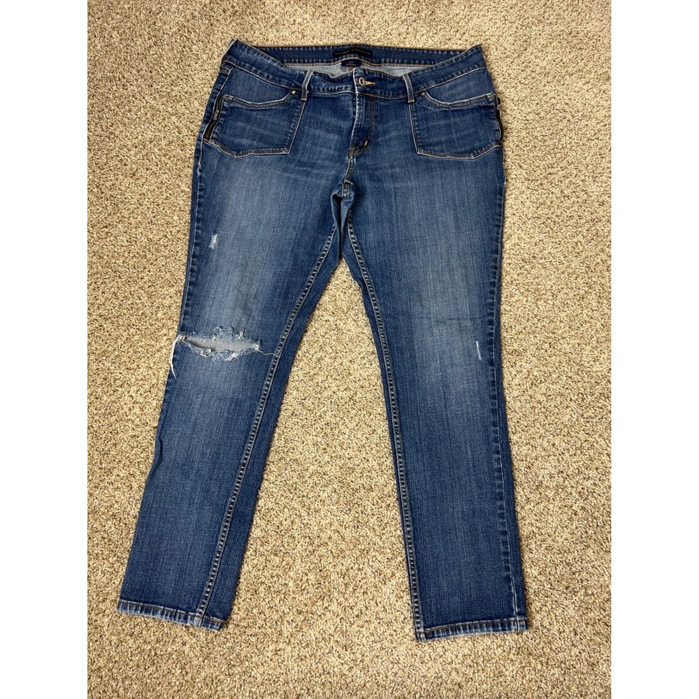 Levis 542 Skinny Jeans Womens Medium Wash Distressed Zipper Pockets Denim